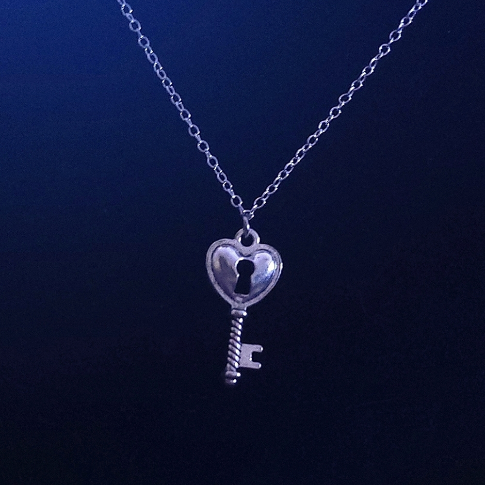 Handmade Tibetan Silver Heart Key Necklace